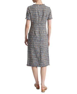  Nisha Short Sleeve Midi Sheath Tweed Dress