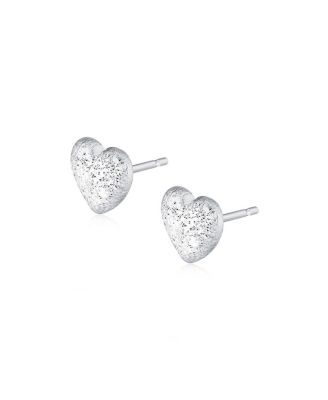 Sterling Silver Shimmering Heart Studs