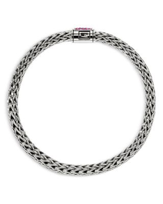 Sterling Silver Icon Amethyst Woven Link Bracelet