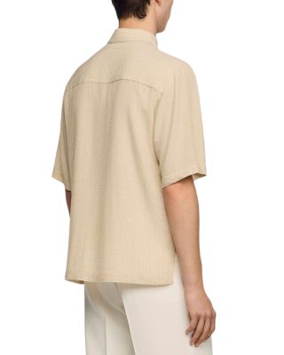 Pleated Shark Collar Shirt