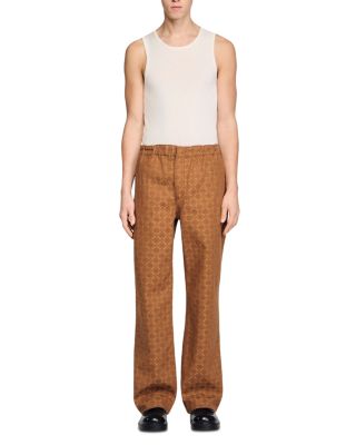 Wide-leg Jacquard Square Cross Denim Trousers