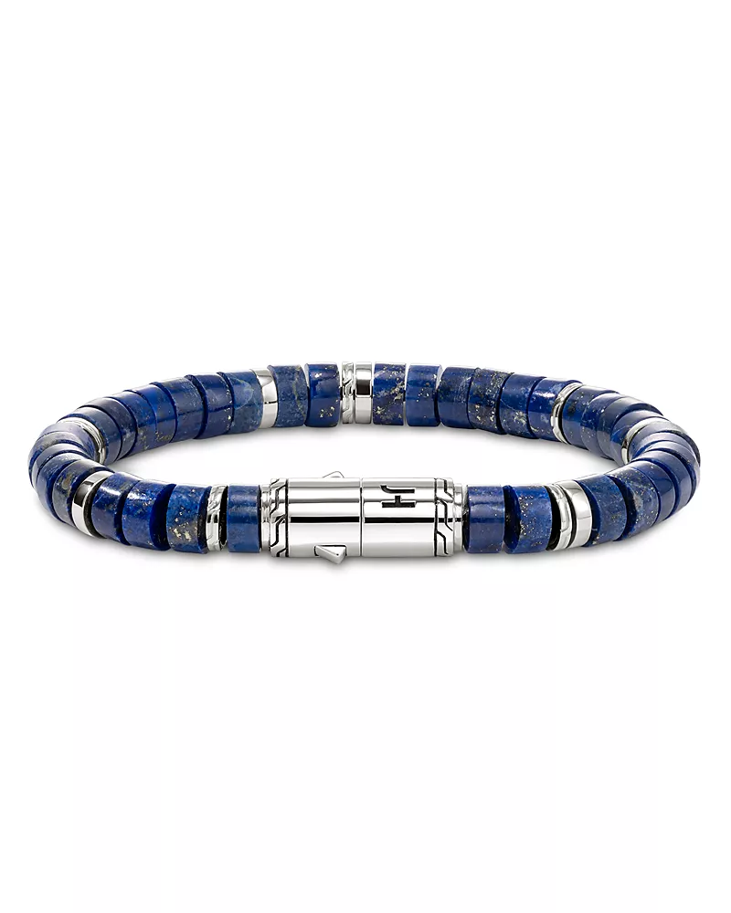 John Hardy Sterling Silver Heishi Lapis Lazuli Bead Bracelet