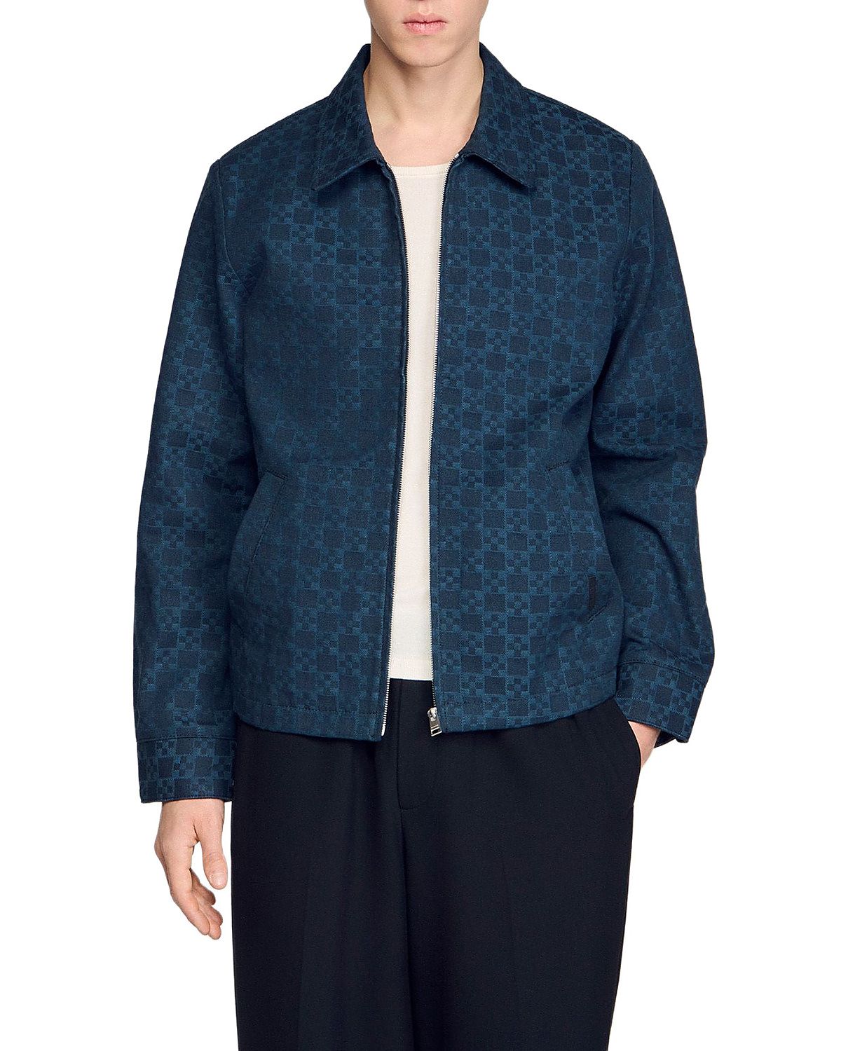 Sandro Square Cross Denim Jacket