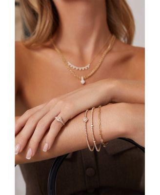 14K Yellow Gold EF Collection Diamond Emerald- & Round-Cut Daphne Signet Ring