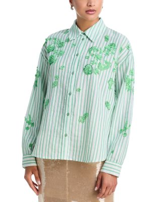 Sequinned Pointelle Blouse