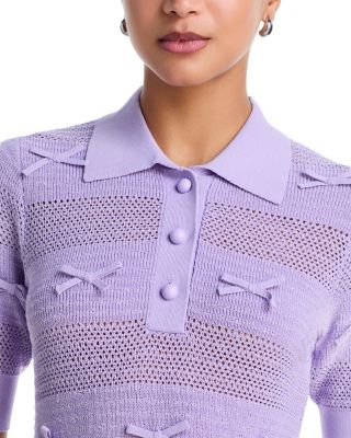 Bow Trim Polo Sweater