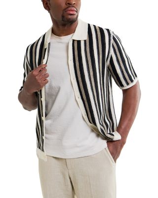 Porto Stripe Crochet Polo Shirt