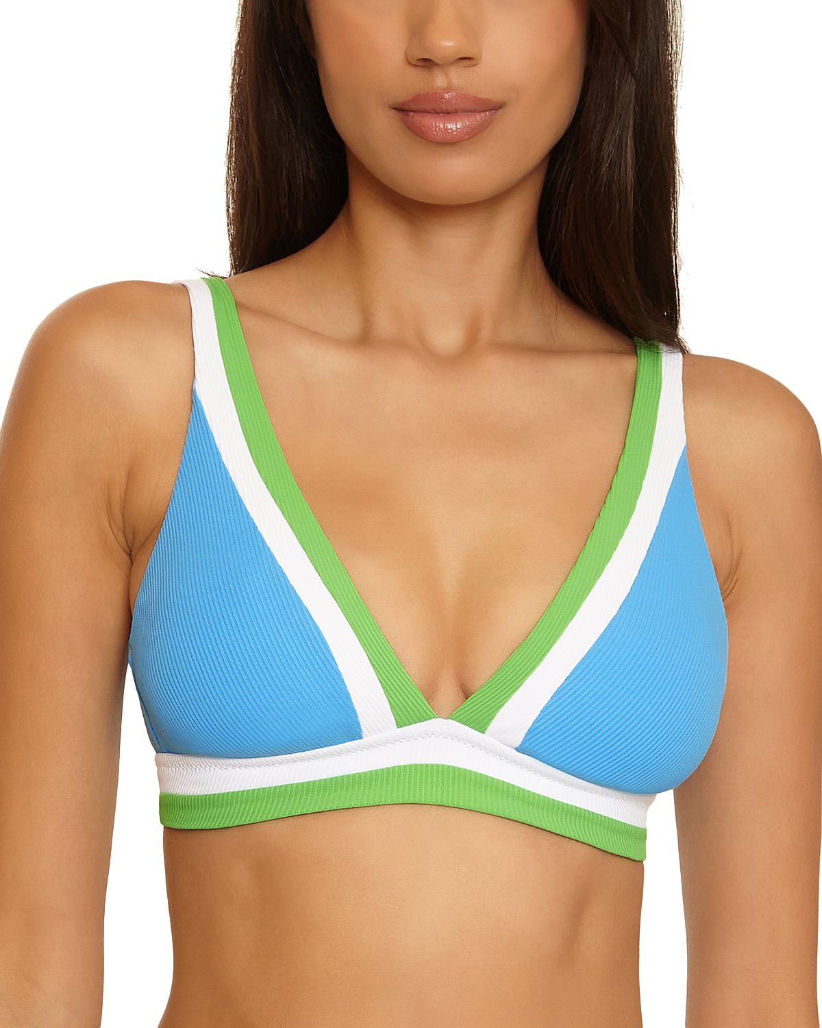 Becca by Rebecca Virtue Coast Line Rib Claire Plunge Neck Bikini Top