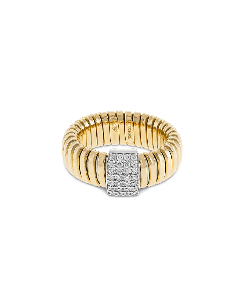Alberto Milani 18K Yellow Gold Diamond Via Mercanti Tubogas Ring