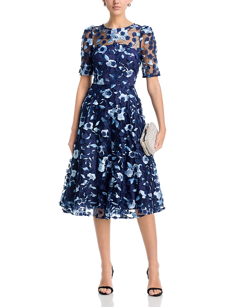 Eliza J Floral Elbow Sleeve Short Dress