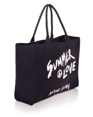 Leo Large Black Denim Canvas Tote Bag