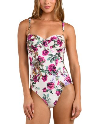 L'AGENCE Amie Rose Leopard Jungle Underwire Bandeau One Piece