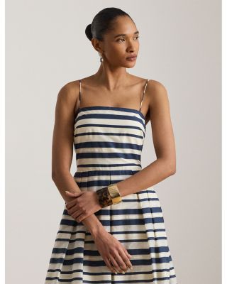 Striped Satin Sleeveless Cocktail Dress