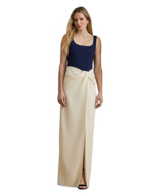 Two Tone Ottoman & Crepe Sleeveless Gown