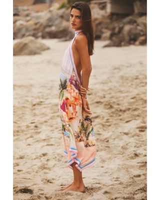 Elise Postcard Print Cover Up Dress