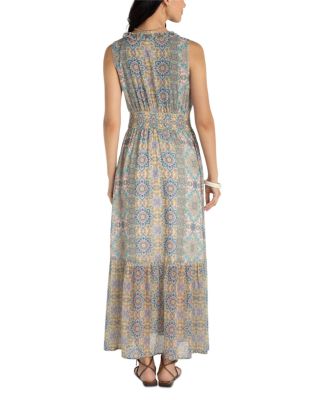 Sleeveless Ruffle Front Woven Maxi Dress