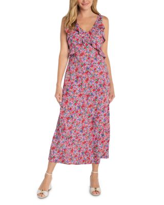 Sleeveless Ruffle Front Woven Maxi Dress