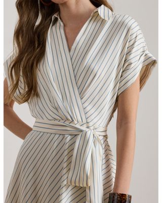 Striped Belted Twill Dress