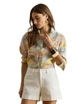 Petite Relaxed Fit Floral Linen Shirt