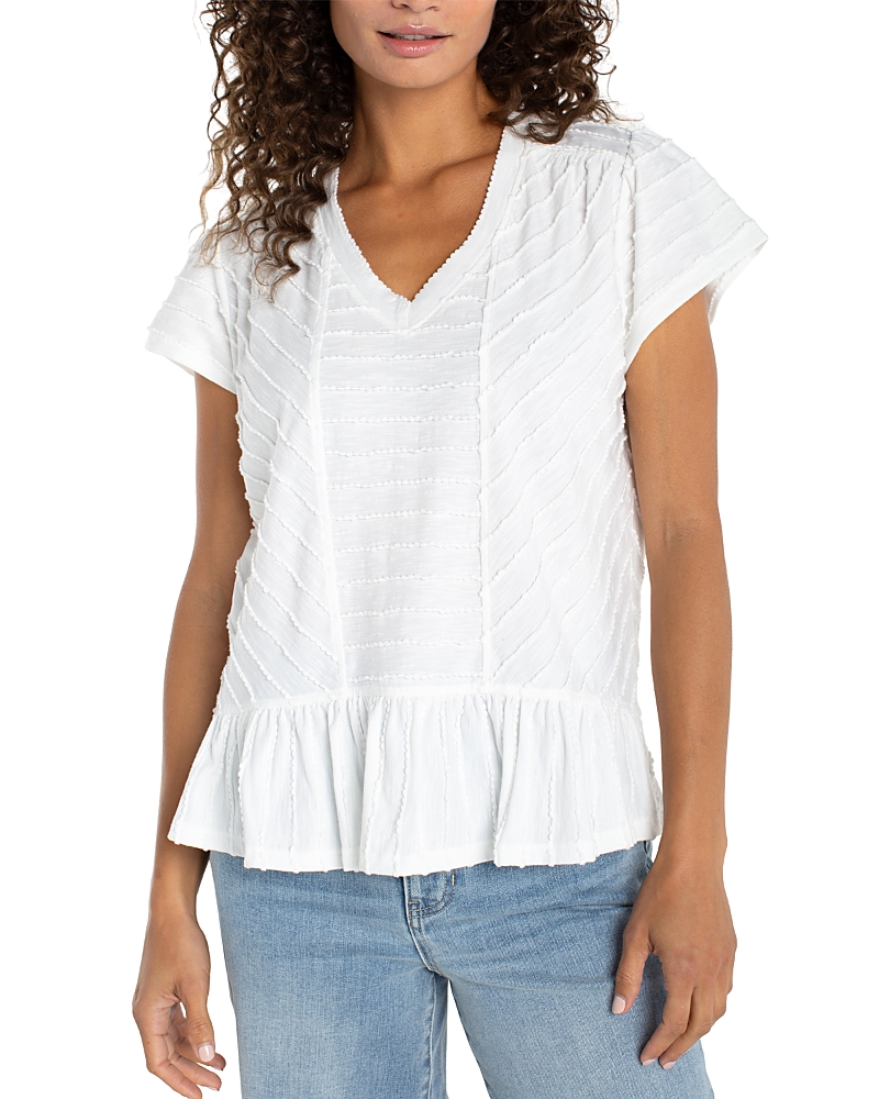 Liverpool Los Angeles Short Sleeve V Neck Knit Top