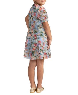 Girls' Floral Mesh Ruffle Puff Sleeve Dress - Little Kid, Big Kid
