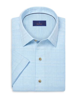 Cotton Linen Jacquard Short Sleeve Shirt