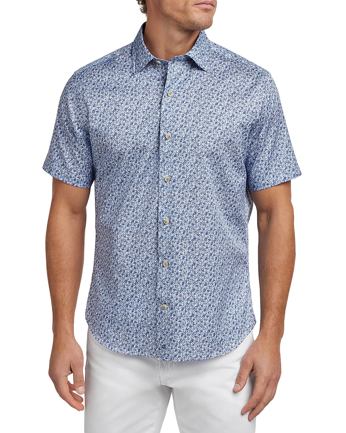 David Donahue Botanical Print Shirt