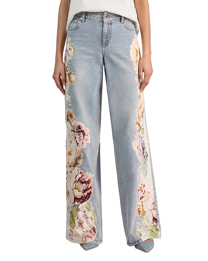 Alice and Olivia Amazing Low Rise Baggy Jeans in Silver Light Wash