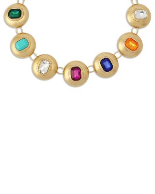 Stone Button Collar Necklace, 16-18"