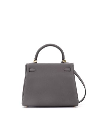 Kelly 25 Handbag Grey Togo with Gold Hardware