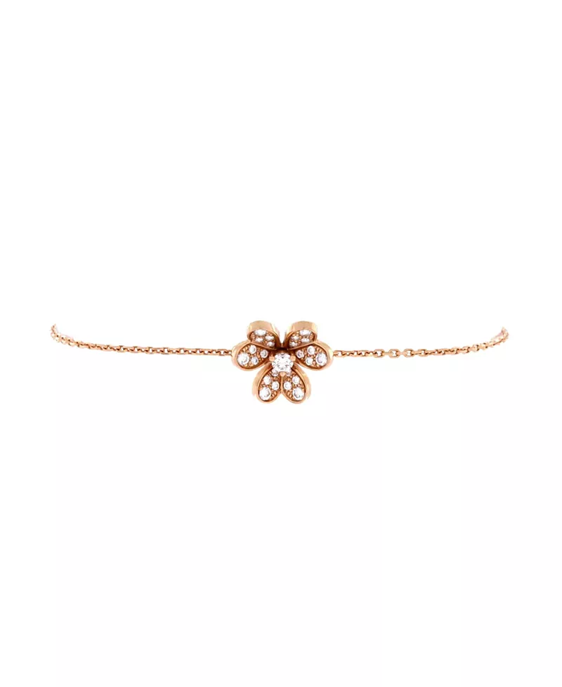 Pre-Owned Van Cleef & Arpels Mini Frivole Bracelet 18K Rose Gold with Pave Diamonds