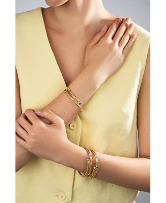 Trisolina Diamond & Ruby Bypass Bangle in 18K Yellow Gold