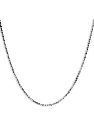 Sterling Silver Chain Box Link Necklace, 24"