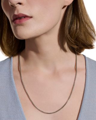 Sterling Silver Chain Box Link Necklace, 18"