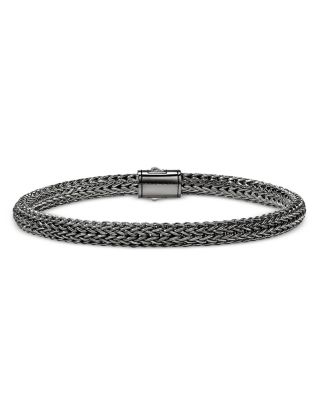 Sterling Silver Icon Dark Woven Link Bracelet, 5mm