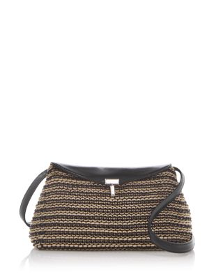 T-Lock Woven Leather Convertible Clutch