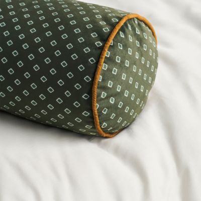 Diamond Printed Velvet Bolster Decorative Pillow, 8" x 24"