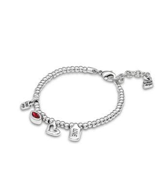 Sterling Silver-Plated Beaded Bracelet With Charms
