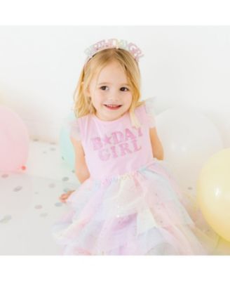 Girls' Birthday Girl Fairy Dust Short Sleeve Tutu Dress - Little Kid, Big Kid