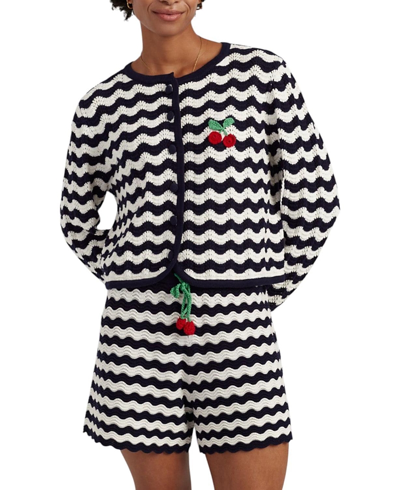 Chinti & Parker Women's Cotton Cherry Crochet Cardigan