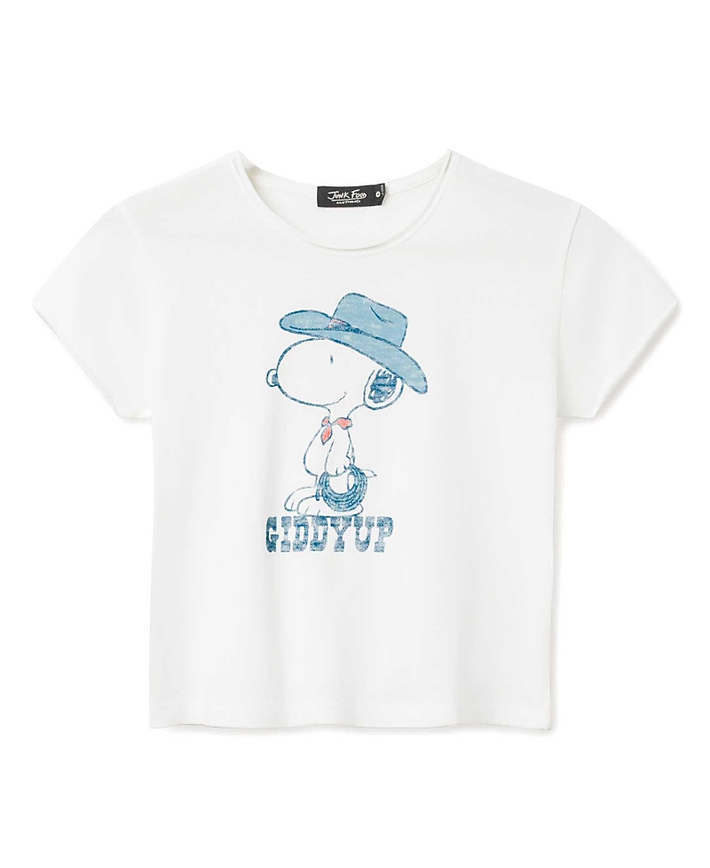 Junk Food Clothing Women's Giddy Up Snoopy Vintage Baby Tee