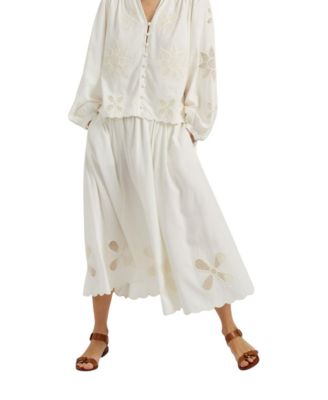 Women's Linen-Blend Broderie Skirt