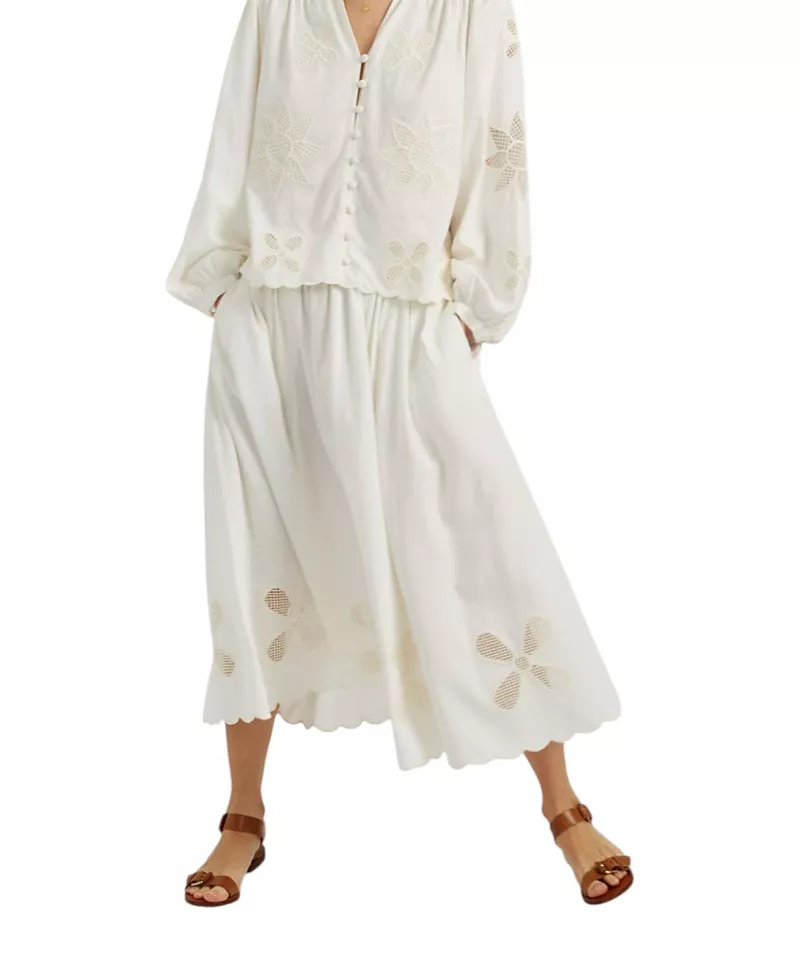Chinti & Parker Women's Linen-Blend Broderie Skirt