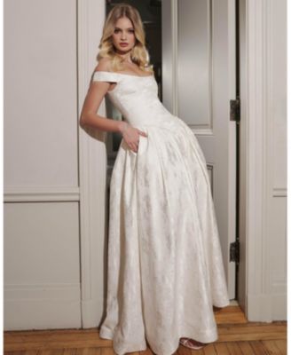  Tinsley Jacquard Bardot Wedding Gown