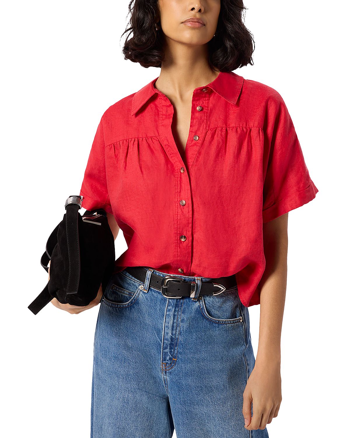 Whistles Gathered Linen Shirt