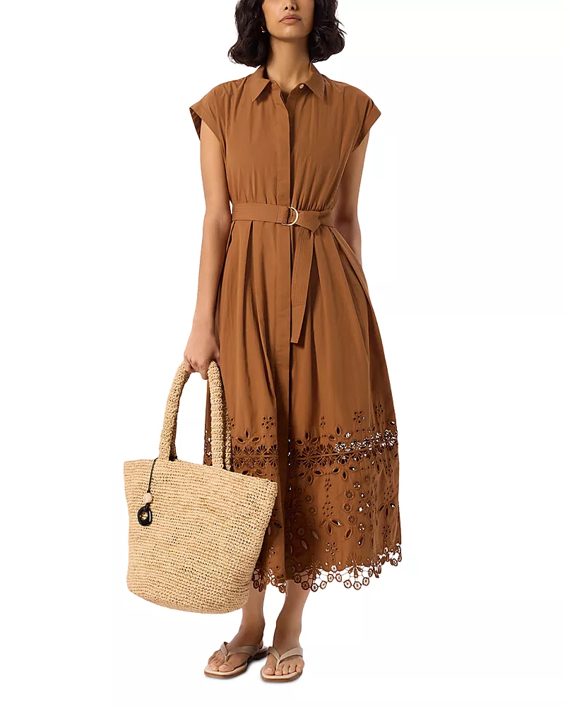 Whistles Cotton Broderie Shirt Dress