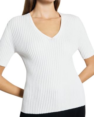 Pointelle V Neck Tee