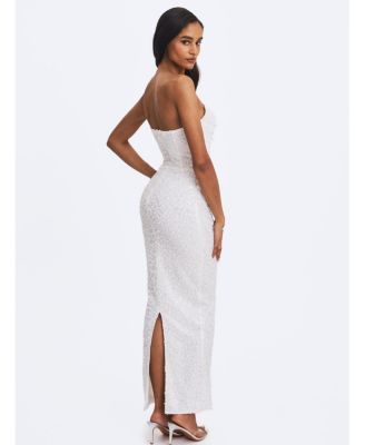  Myra Beaded Mesh Strapless Wedding Dress
