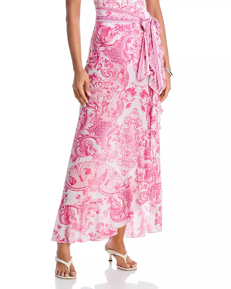 Camilla Tie Waist Frill Edge Long Sarong Swim Cover-Up