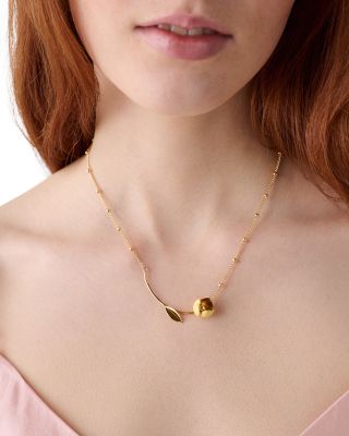 Golden Bloom Tulip Bar Necklace, 16-19" 